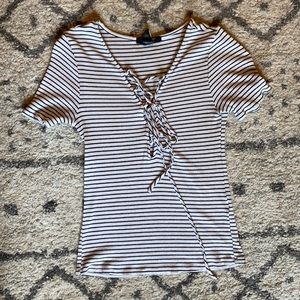 Tie Up Semi Crop Striped